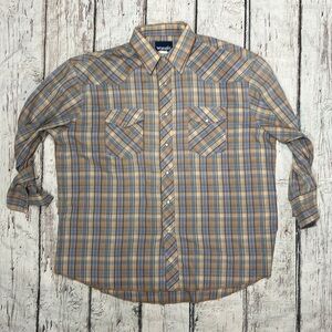 Wrangler Multicolor Plaid Shirt Rockabilly Pearl Snap Button Down Rancher Shirt